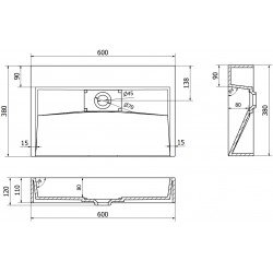 Mexen Ava  Lavoar pe blat  kompozit B/O 60 x 38 cm,  negru - 23016070