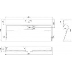 Mexen Ava  Lavoar pe blat  kompozit B/O 100 x 46 cm,  negru - 23011070
