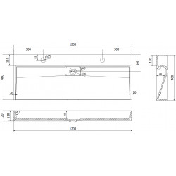 Mexen Ava  Lavoar pe blat  kompozit 2/O 120 x 46 cm,  negru - 23011272