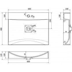 Mexen Poli  Lavoar pe blat  kompozit 1/O 60 x 48 cm,  negru - 23026071