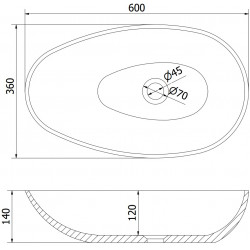 Mexen Nora  Lavoar pe blat  kompozit 60 x 36 cm,  negru - 23056071