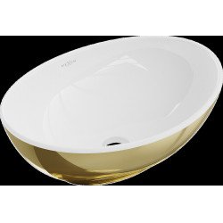 Mexen Elza  Lavoar pe blat  40 x 33 cm, alb/auriu  - 21014006 Lavoar pe blat fara gaura beterie 467680 Mexen