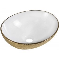 Mexen Elza  Lavoar pe blat  40 x 33 cm, alb/auriu  - 21014008 Lavoar pe blat fara gaura beterie 467680 Mexen