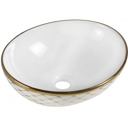 Mexen Elza  Lavoar pe blat  40 x 33 cm, alb/auriu   - 21014009 Lavoar pe blat fara gaura beterie 467680 Mexen