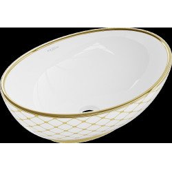 Mexen Elza  Lavoar pe blat  40 x 33 cm, alb/auriu   - 21014009 Lavoar pe blat fara gaura beterie 467680 Mexen