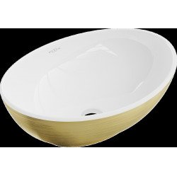 Mexen Elza  Lavoar pe blat  40 x 33 cm, alb/auriu  - 21014017 Lavoar pe blat fara gaura beterie 467680 Mexen