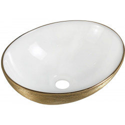 Mexen Elza  Lavoar pe blat  40 x 33 cm, alb/auriu  - 21014017 Lavoar pe blat fara gaura beterie 467680 Mexen