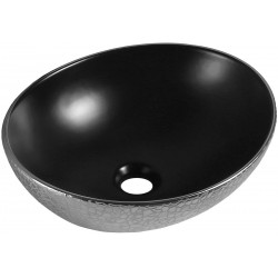 Mexen Elza  Lavoar pe blat  40 x 33 cm,  negru mat/argintiu  - 21014022 Lavoar pe blat fara gaura beterie 467680 Mexen