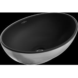 Mexen Elza  Lavoar pe blat  40 x 33 cm,  negru mat/argintiu  - 21014023 Lavoar pe blat fara gaura beterie 467680 Mexen