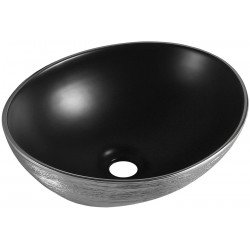 Mexen Elza  Lavoar pe blat  40 x 33 cm,  negru mat/argintiu  - 21014023 Lavoar pe blat fara gaura beterie 467680 Mexen