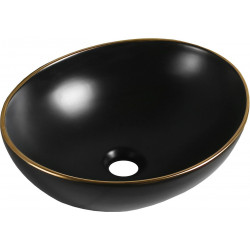 Mexen Elza  Lavoar pe blat  40 x 33 cm,  negru mat/auriu  - 21014025 Lavoar pe blat fara gaura beterie 467680 Mexen