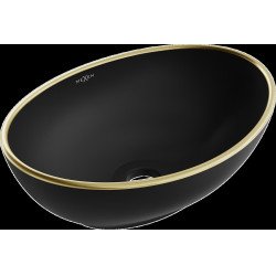 Mexen Elza  Lavoar pe blat  40 x 33 cm,  negru mat/auriu  - 21014025 Lavoar pe blat fara gaura beterie 467680 Mexen