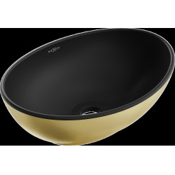 Mexen Elza  Lavoar pe blat  40 x 33 cm,  negru mat/auriu  - 21014026 Lavoar pe blat fara gaura beterie 467680 Mexen