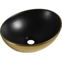 Mexen Elza  Lavoar pe blat  40 x 33 cm,  negru mat/auriu  - 21014026 Lavoar pe blat fara gaura beterie 467680 Mexen