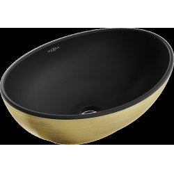 Mexen Elza  Lavoar pe blat  40 x 33 cm,  negru mat/auriu  - 21014027 Lavoar pe blat fara gaura beterie 467680 Mexen