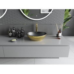 Mexen Elza  Lavoar pe blat  40 x 33 cm,  negru mat/auriu  - 21014028