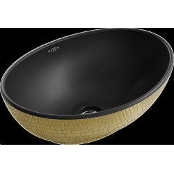 Mexen Elza  Lavoar pe blat  40 x 33 cm,  negru mat/auriu  - 21014028 Lavoar pe blat fara gaura beterie 467680 Mexen
