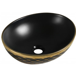 Mexen Elza  Lavoar pe blat  40 x 33 cm,  negru mat/auriu   - 21014029 Lavoar pe blat fara gaura beterie 467680 Mexen
