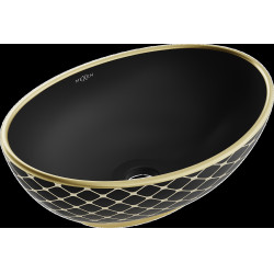 Mexen Elza  Lavoar pe blat  40 x 33 cm,  negru mat/auriu   - 21014029 Lavoar pe blat fara gaura beterie 467680 Mexen