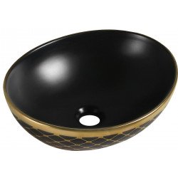 Mexen Elza  Lavoar pe blat  40 x 33 cm,  negru mat/auriu   - 21014029 Lavoar pe blat fara gaura beterie 467680 Mexen