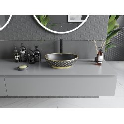 Mexen Elza  Lavoar pe blat  40 x 33 cm,  negru mat/auriu   - 21014029