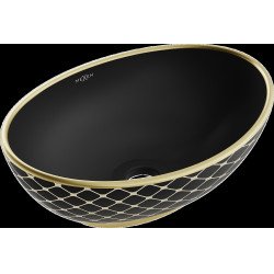 Mexen Elza  Lavoar pe blat  40 x 33 cm,  negru mat/auriu   - 21014029 Lavoar pe blat fara gaura beterie 467680 Mexen