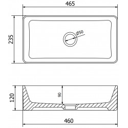Mexen Nadia  Lavoar pe blat  46 x 23 cm, alb/auriu - 21614605