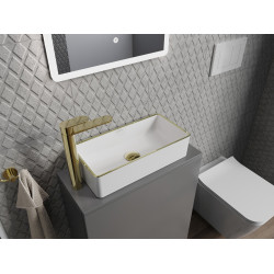 Mexen Nadia  Lavoar pe blat  46 x 23 cm, alb/auriu - 21614605 Lavoar pe blat fara gaura beterie 467680 Mexen