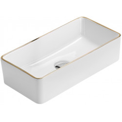 Mexen Nadia  Lavoar pe blat  46 x 23 cm, alb/auriu - 21614605 Lavoar pe blat fara gaura beterie 467680 Mexen