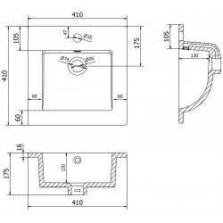 Mexen Atena Lavoar ingropat in blat  41 x 41 cm, alb  - 25014100