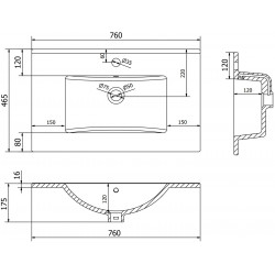 Mexen Atena Lavoar ingropat in blat  75 x 46 cm, alb  - 25017500