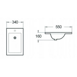 Mexen Alir Lavoar ingropat in blat  34 x 55 cm, alb  - 25503400