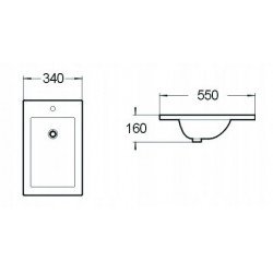 Mexen Alir Lavoar ingropat in blat  34 x 55 cm, alb  - 25503400