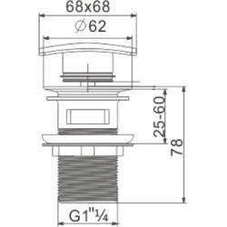 Mexen  ventil klik-klak  patrat  cu preaplin ,  negru  - 79926-70