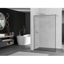 Mexen Kioto Walk In 140 x 200 cm, transparent/ negru   modelata 8 mm, chrom - 800-140-101-01-70