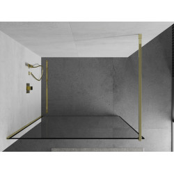 Mexen Kioto Walk In 60 x 200 cm, transparent/ negru   modelata 8 mm,  auriu  - 800-060-101-50-70