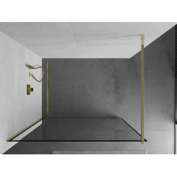 Mexen Kioto Walk In 120 x 200 cm, transparent/ negru   modelata 8 mm,  auriu  - 800-120-101-50-70