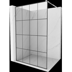 Mexen Kioto Walk In 130 x 200 cm, transparent/ negru   modelata 8 mm, chrom - 800-130-101-01-77