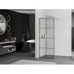 Mexen Kioto Walk In 70 x 200 cm, transparent/ negru   modelata 8 mm,  auriu  - 800-070-101-50-77