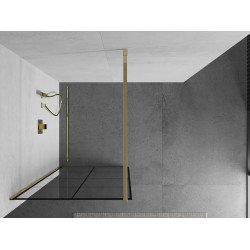Mexen Kioto Walk In 90 x 200 cm, transparent/ negru   modelata 8 mm,  auriu  - 800-090-101-50-77