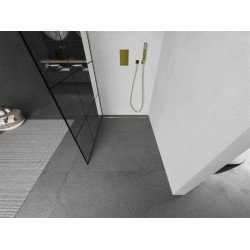 Mexen Kioto Walk In 100 x 200 cm, transparent/ negru   modelata 8 mm,  auriu  - 800-100-101-50-77