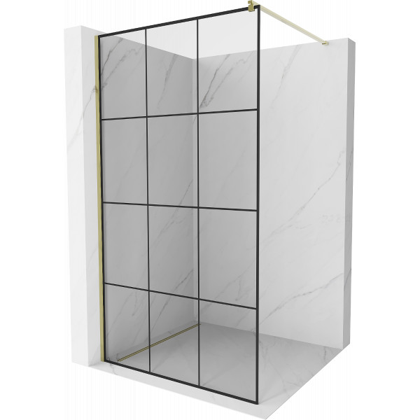 Mexen Kioto Walk In 110 x 200 cm, transparent/ negru   modelata 8 mm,  auriu  - 800-110-101-50-77