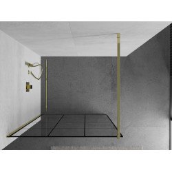 Mexen Kioto Walk In 110 x 200 cm, transparent/ negru   modelata 8 mm,  auriu  - 800-110-101-50-77