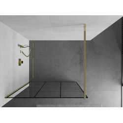 Mexen Kioto Walk In 120 x 200 cm, transparent/ negru   modelata 8 mm,  auriu  - 800-120-101-50-77