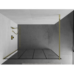 Mexen Kioto Walk In 130 x 200 cm, transparent/ negru   modelata 8 mm,  auriu  - 800-130-101-50-77