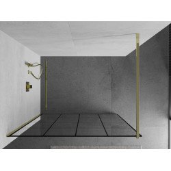 Mexen Kioto Walk In 130 x 200 cm, transparent/ negru   modelata 8 mm,  auriu  - 800-130-101-50-77