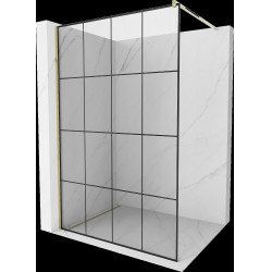 Mexen Kioto Walk In 130 x 200 cm, transparent/ negru   modelata 8 mm,  auriu  - 800-130-101-50-77