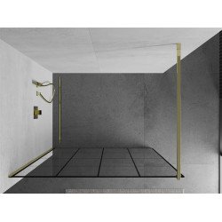 Mexen Kioto Walk In 130 x 200 cm, transparent/ negru   modelata 8 mm,  auriu  - 800-130-101-50-77