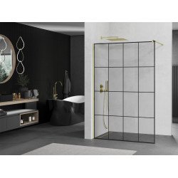 Mexen Kioto Walk In 130 x 200 cm, transparent/ negru   modelata 8 mm,  auriu  - 800-130-101-50-77 Walk-In 467680 Mexen