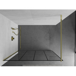 Mexen Kioto Walk In 140 x 200 cm, transparent/ negru   modelata 8 mm,  auriu  - 800-140-101-50-77